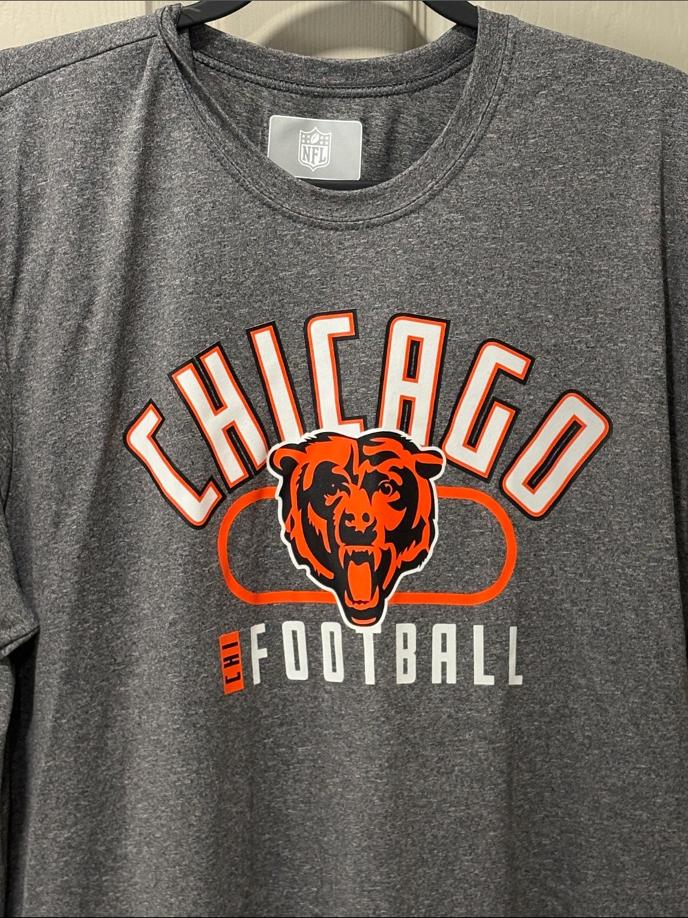 NFL Chicago Bears Gray Tee with Orange and White Logo Sz XL NWT